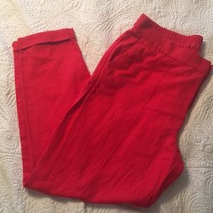 Old navy red large tall cuffed straight leg pants